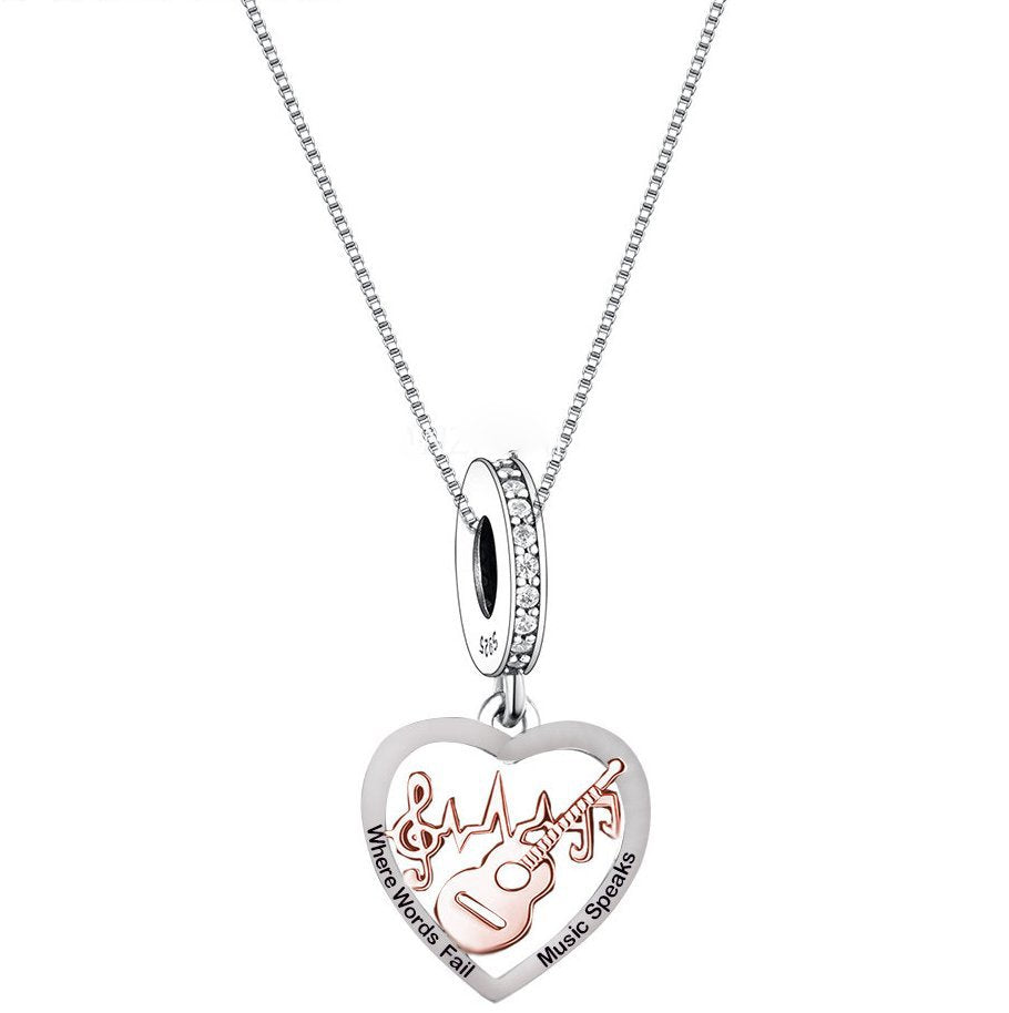 Elegant Guitar Heart Necklace