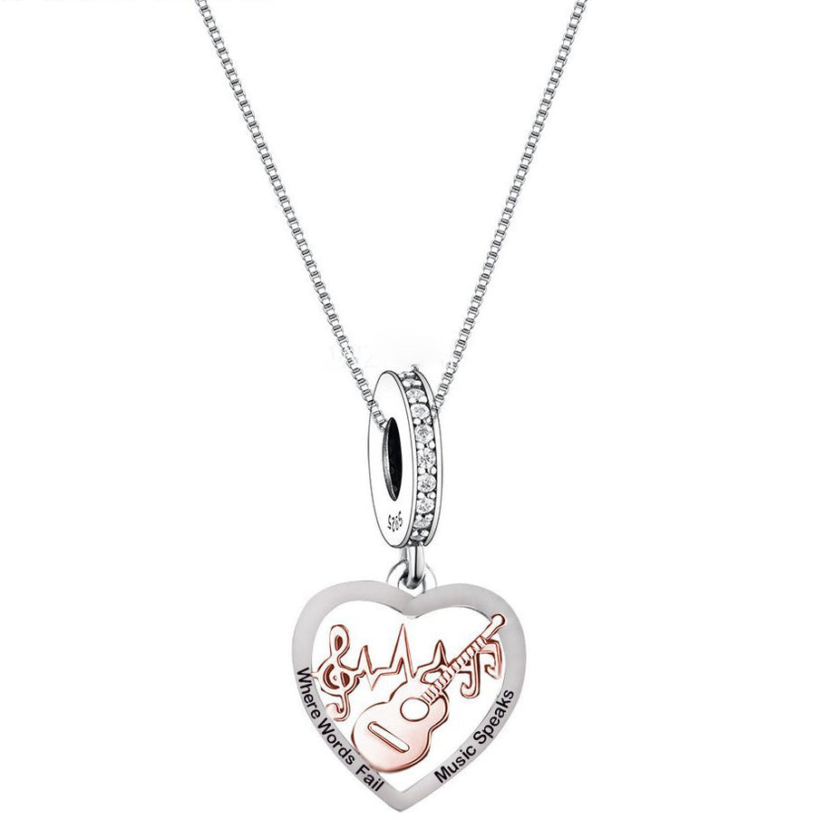 Elegant Guitar Heart Necklace
