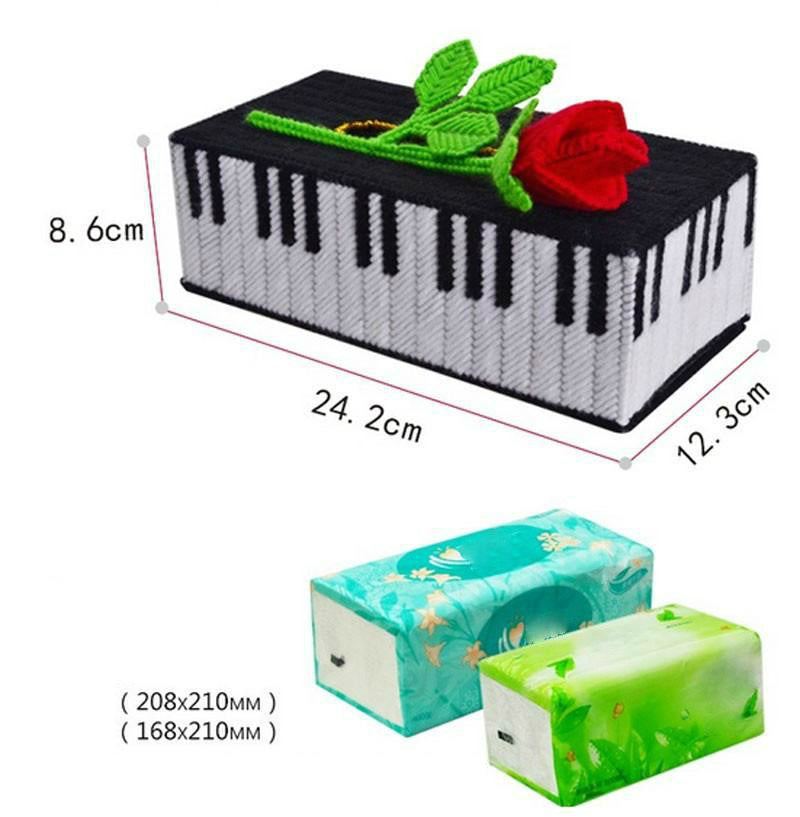 Piano Rose Tissue Box Cross Stitch Pattern
