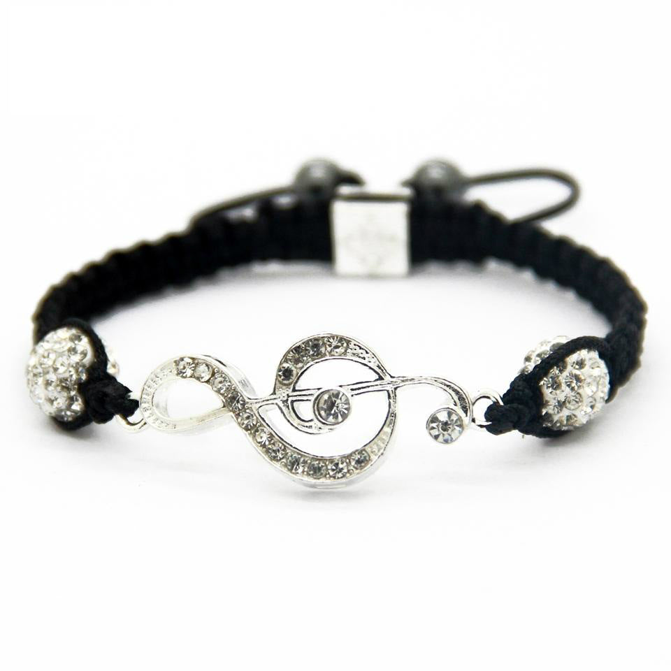 Treble Clef Crystal Shamballa Bracelet