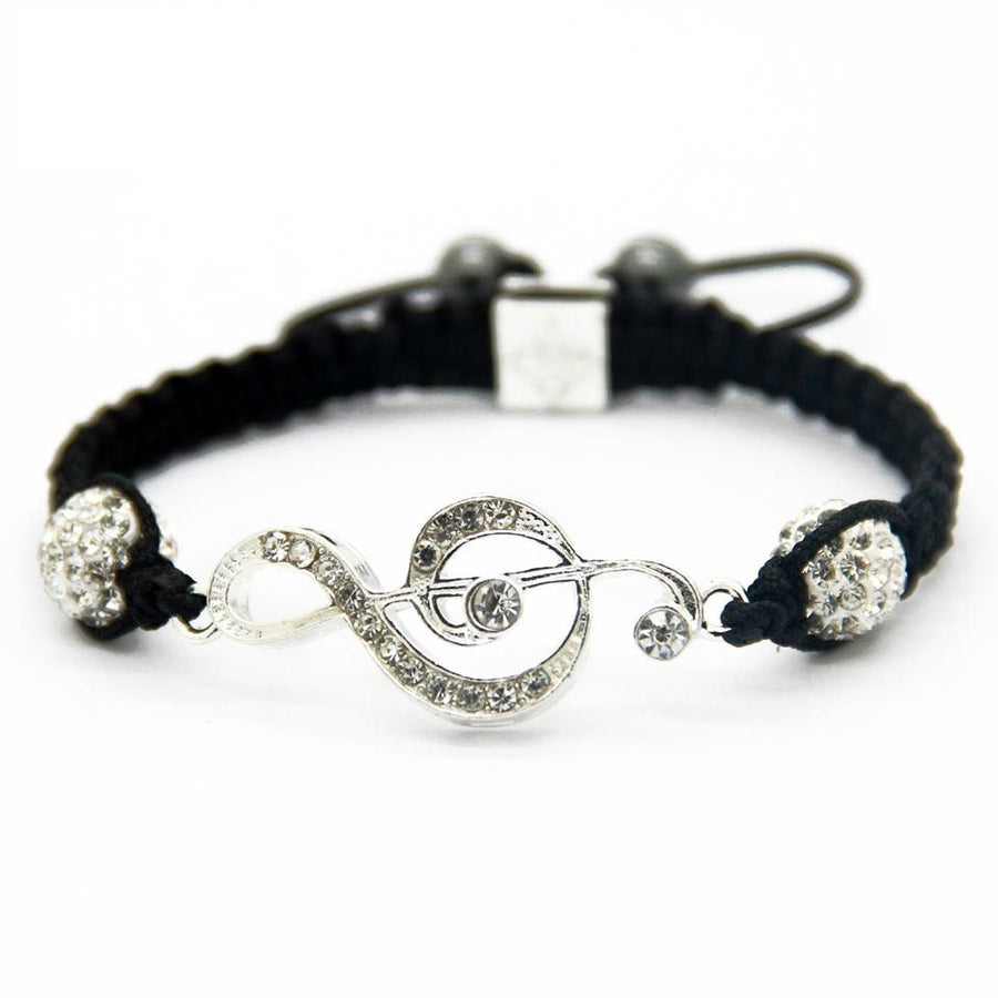 Treble Clef Crystal Shamballa Bracelet