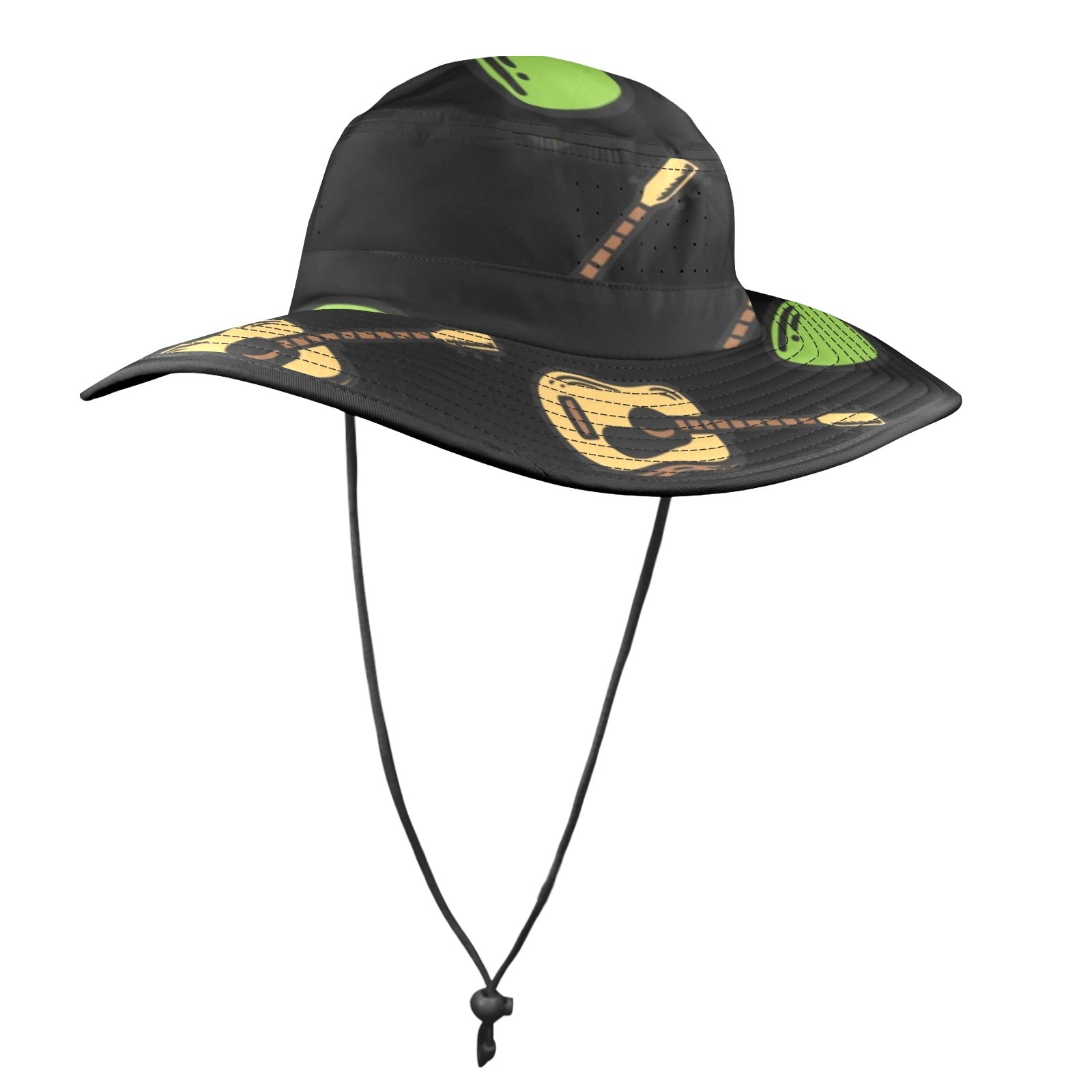 Guitar & Picks Wide Brim Bucket Hat