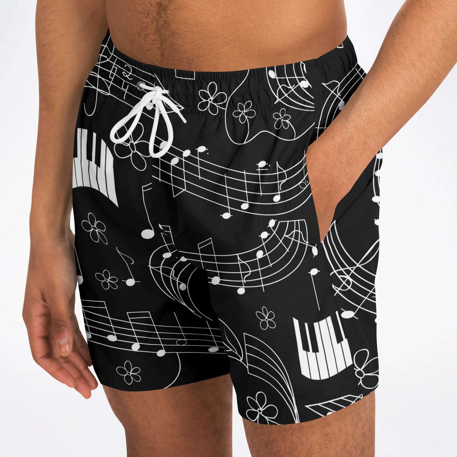 Music Notes Black Shorts