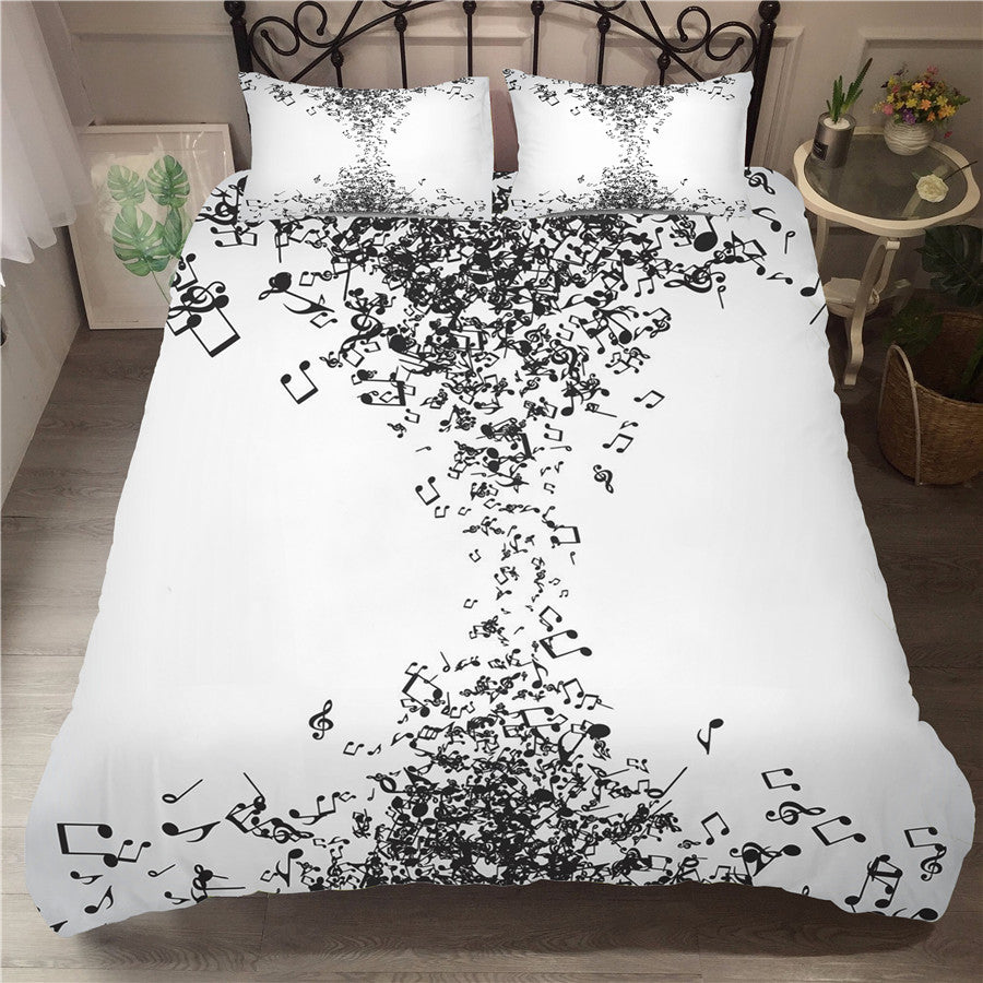 Music Notes White Bedding Set