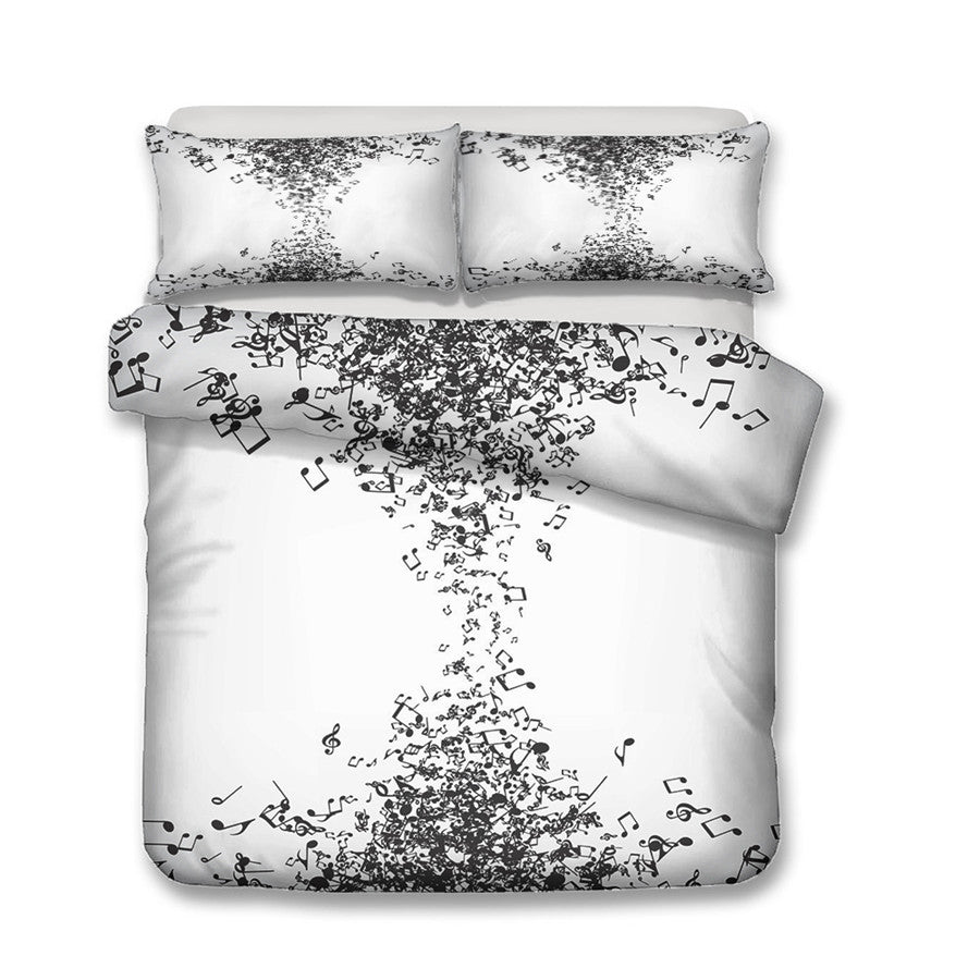 Music Notes White Bedding Set