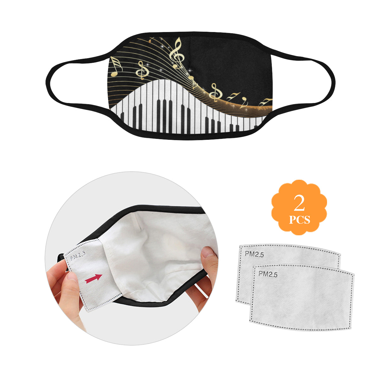 Piano Keys With Music Notes Mask