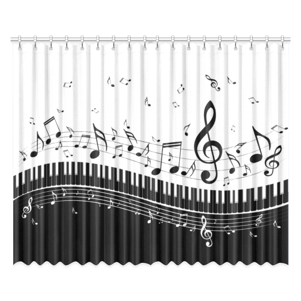 Musical Notes And Piano Window Curtains