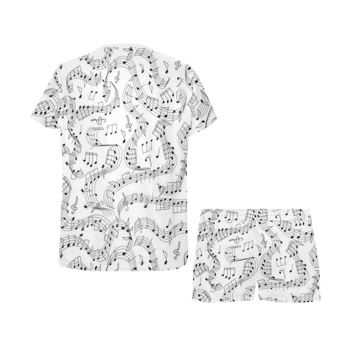 Music Notes Swirl White Pajama Set