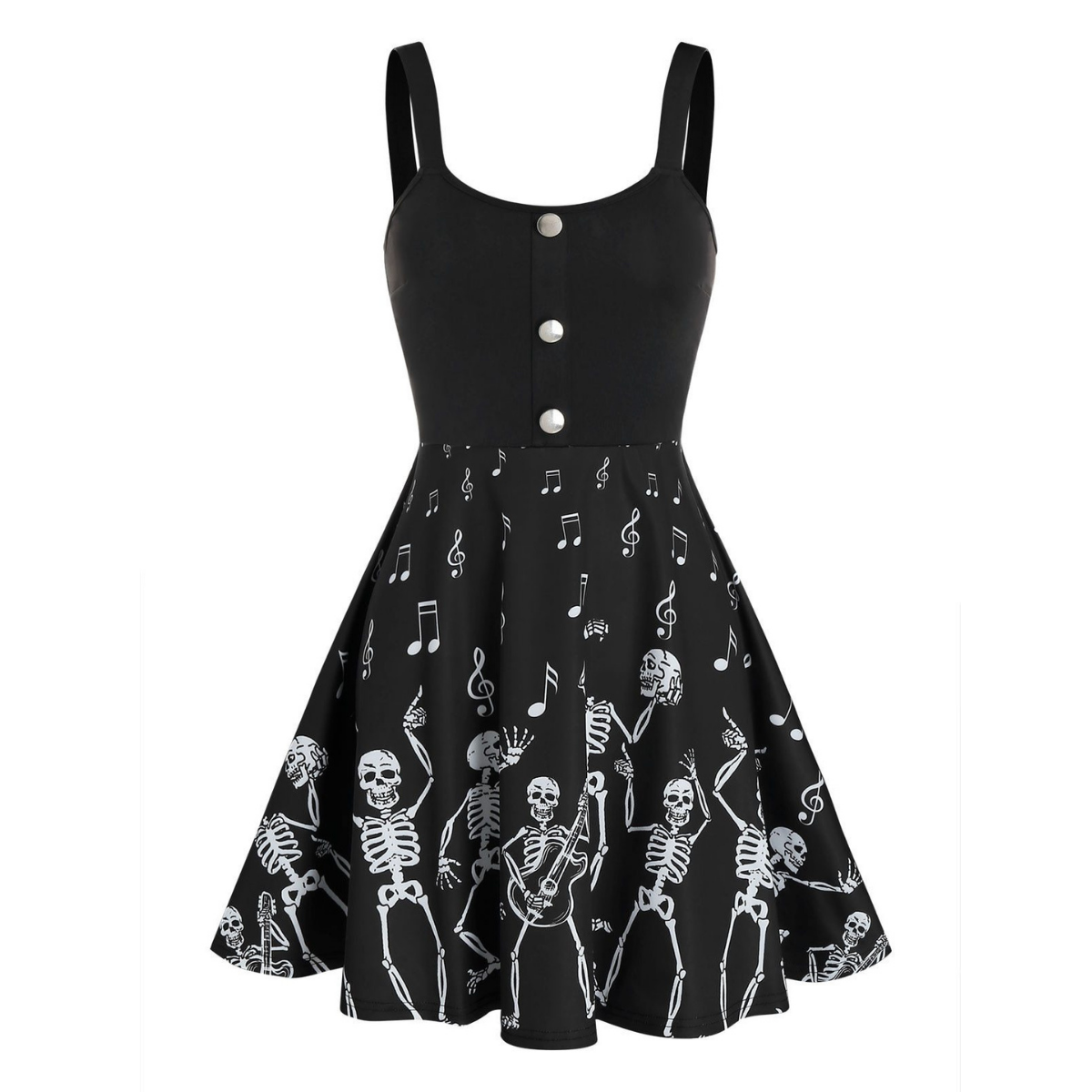 Skeleton Music Notes Sleeveless Dress