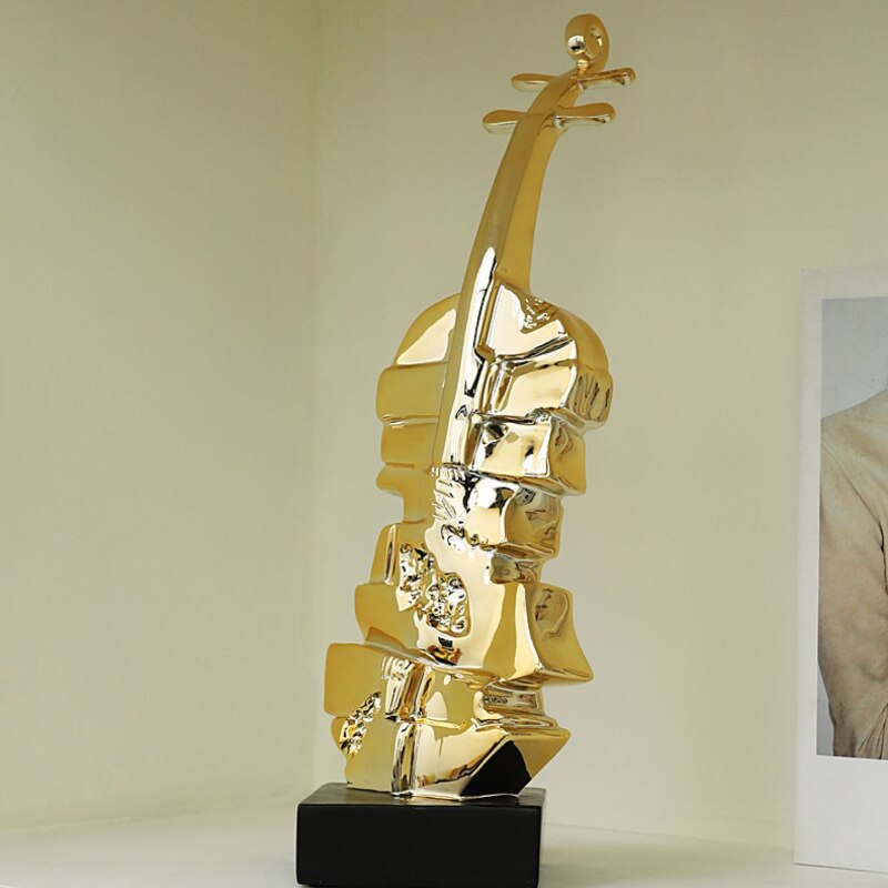 Abstract Electroplating Violin Sculpture