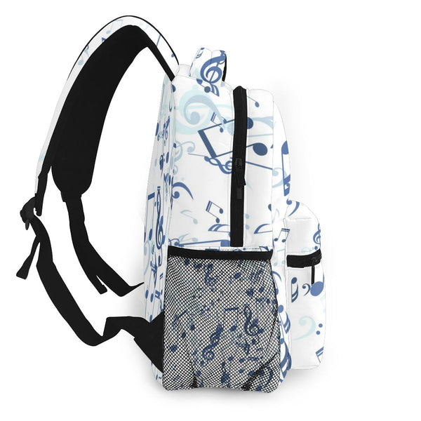 Music Notes White Backpack - Artistic Pod