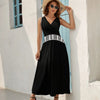 V Neck Piano Maxi Dress