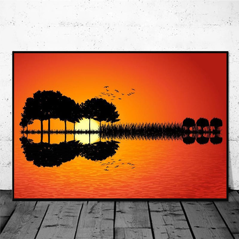Abstract Tree Guitar Wall Art