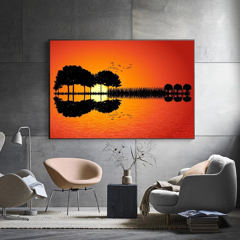 Abstract Tree Guitar Wall Art