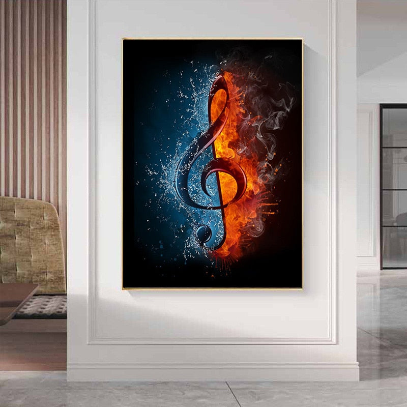 Abstract Water & Fire Music Notes Canvas Art - { shop_name }} - Review