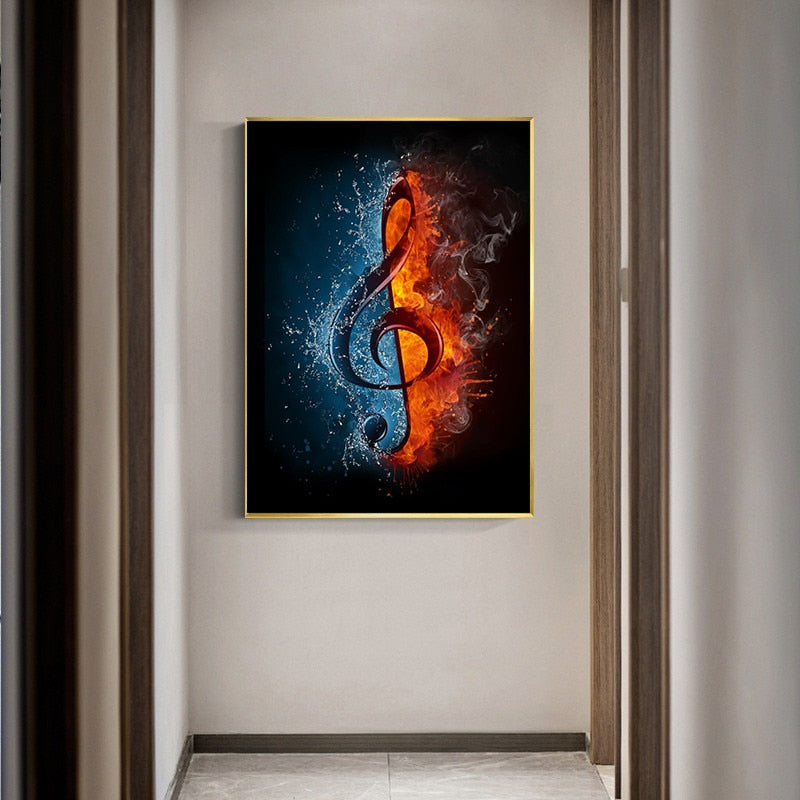 Abstract Water & Fire Music Notes Canvas Art - { shop_name }} - Review