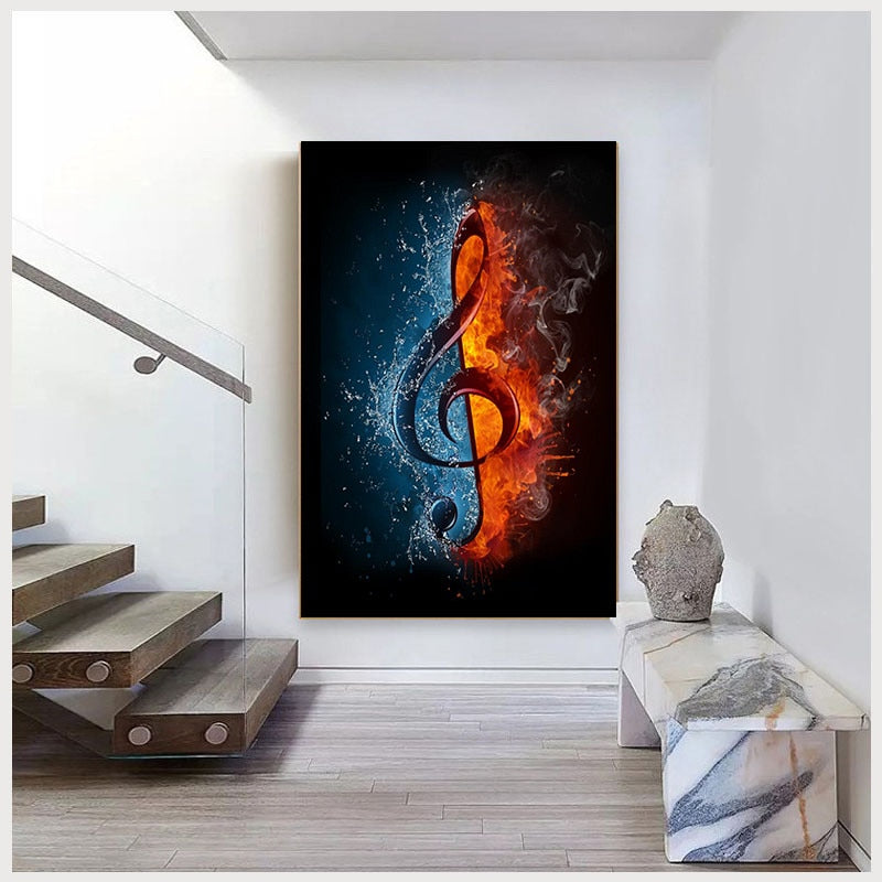 Abstract Water & Fire Music Notes Canvas Art - { shop_name }} - Review
