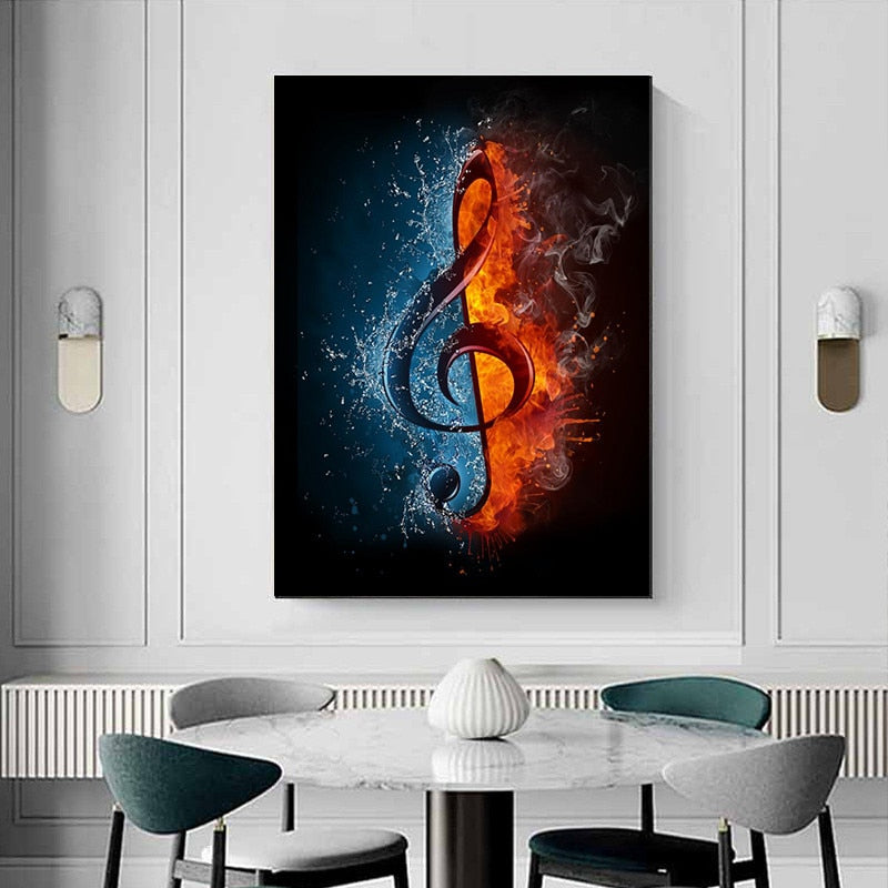 Abstract Water & Fire Music Notes Canvas Art - { shop_name }} - Review