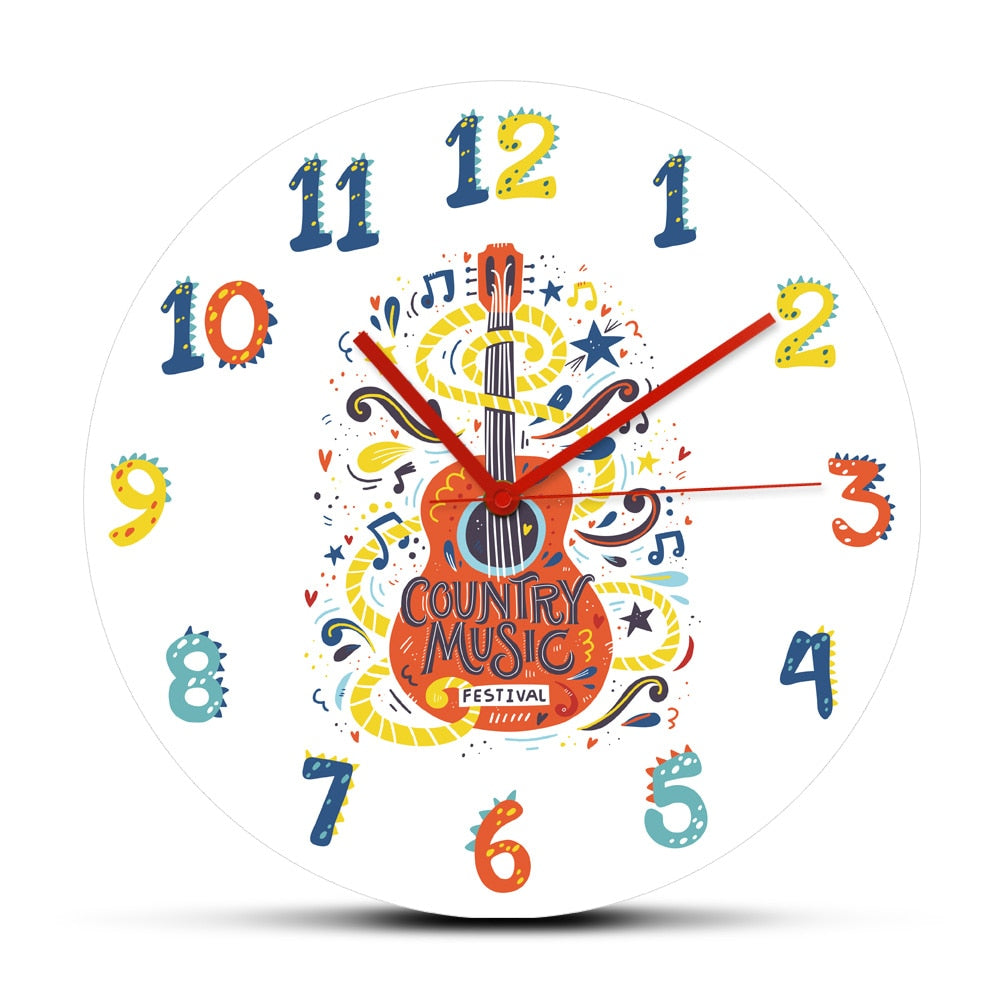 Acoustic Guitar Art Wall Clock