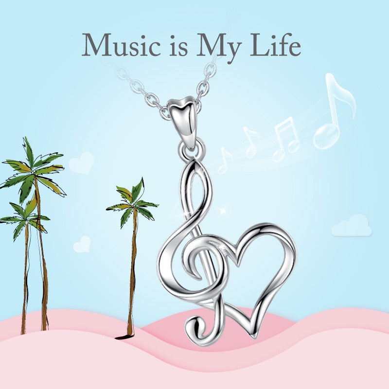 Treble Clef Heart Necklace