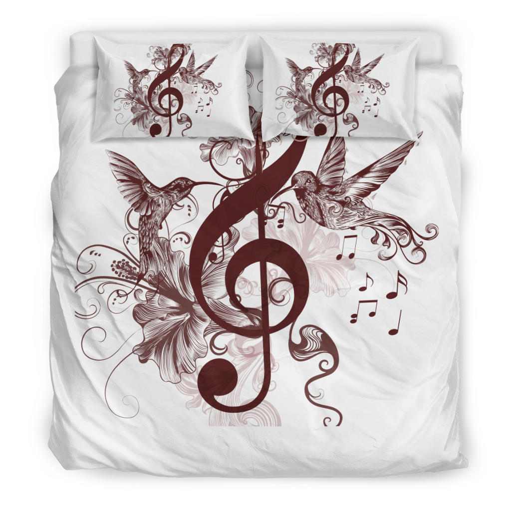 Treble Clef And Hummingbirds Bedding Set