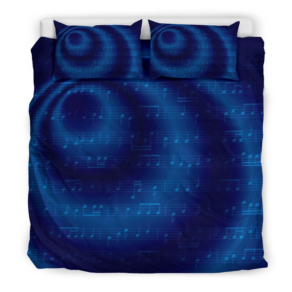 Blue Music Notes Bedding Set
