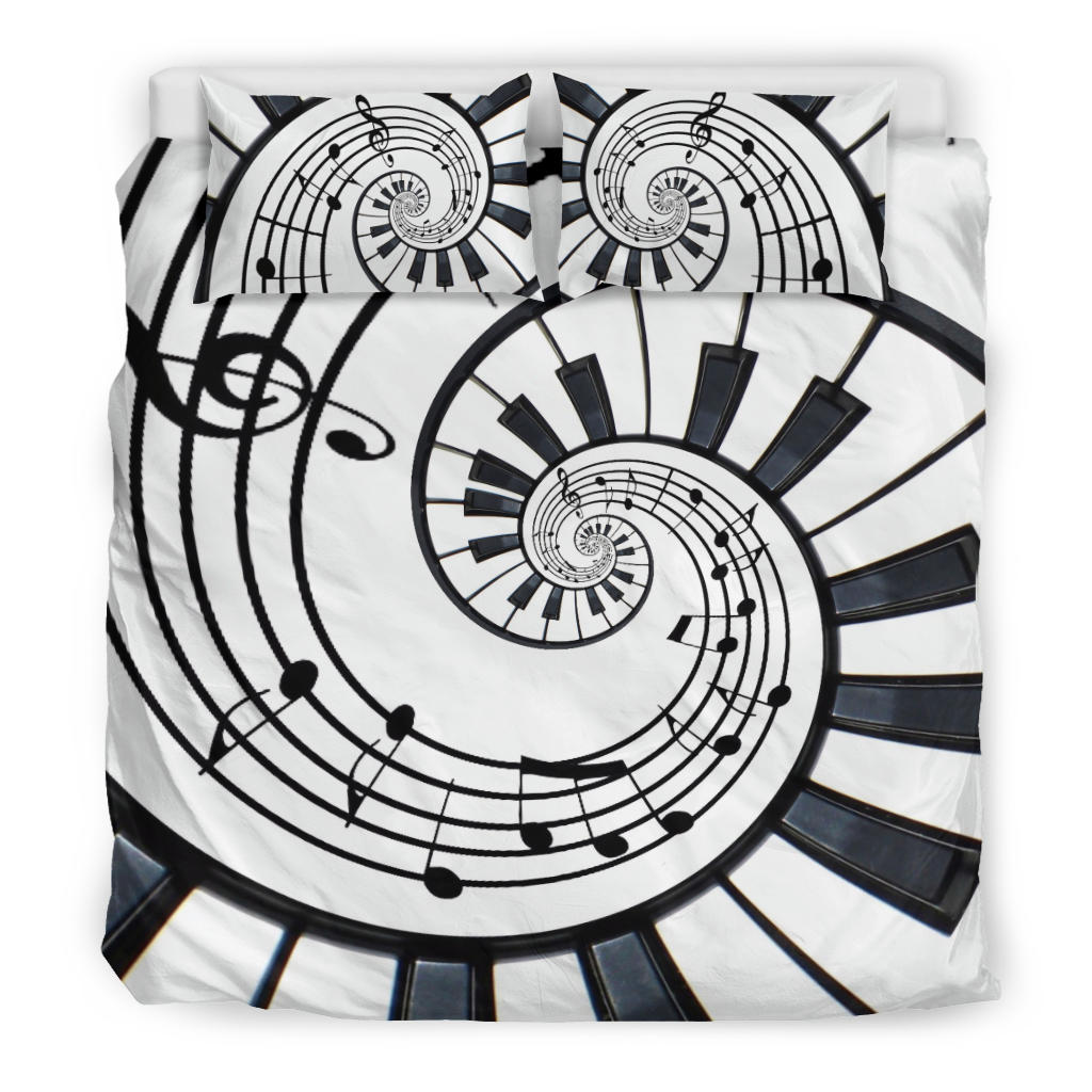 Piano Keys And Music Notes Abstract Bedding Set