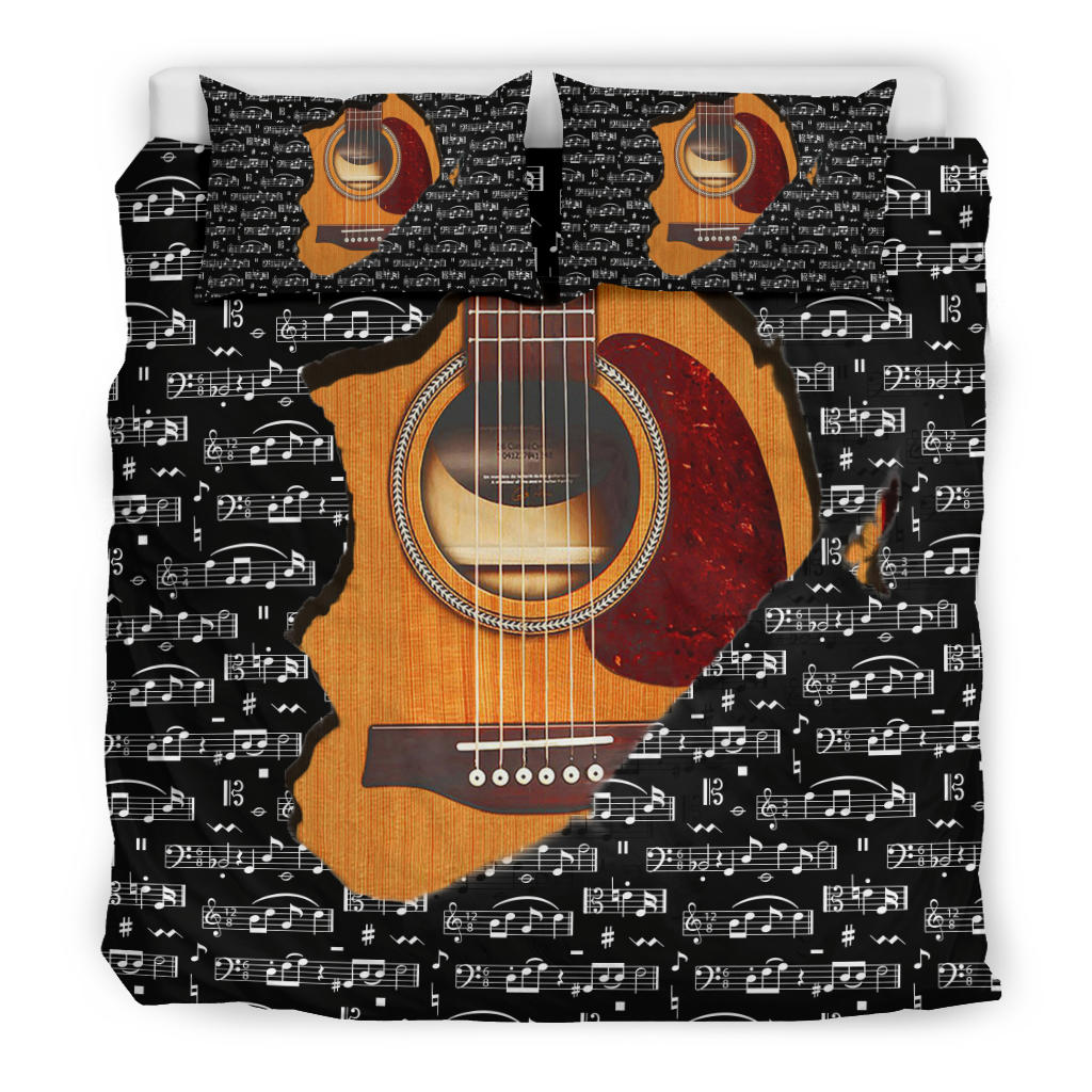 Musical Notes Guitar Inside Bedding Set - Bedding Set / US King - { shop_name }} - Review