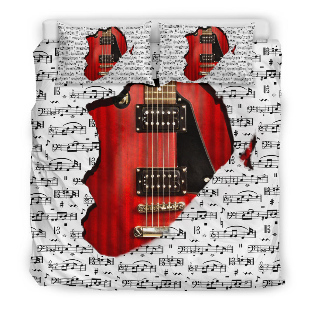 Music Red Guitar Inside Bedding Set