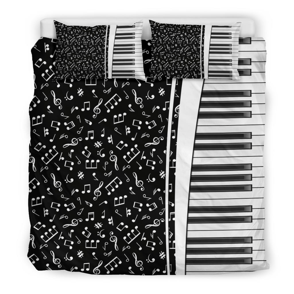 Sheet Music And Piano Black Bedding Set - Bedding Set / US King - { shop_name }} - Review
