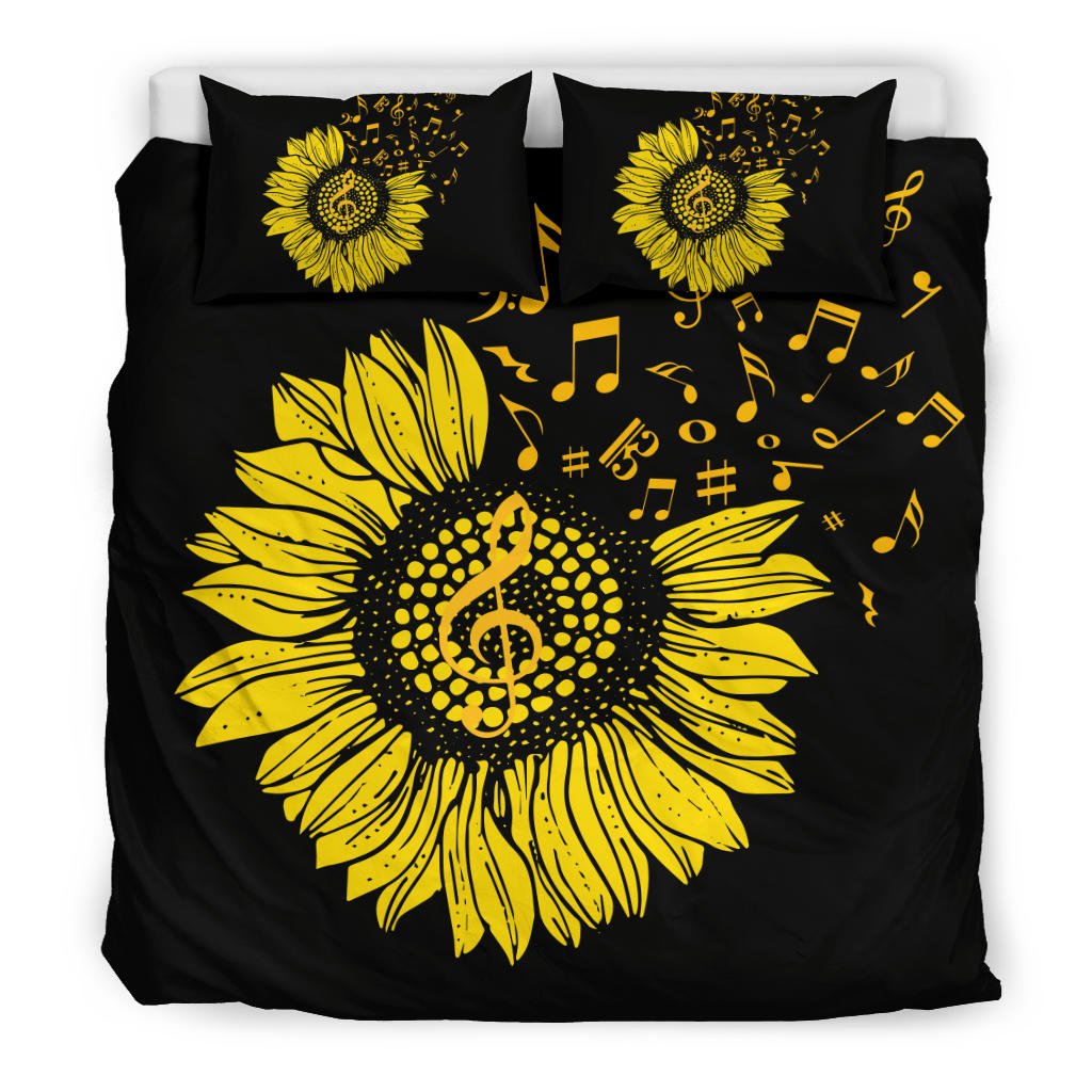 Music Notes Sunflower Bedding Set