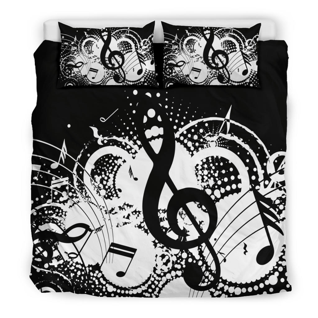 Music Notes Art Black Bedding Set