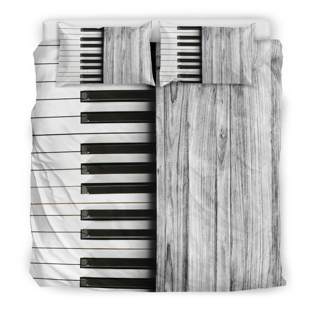 White Wooden Piano Bedding Set