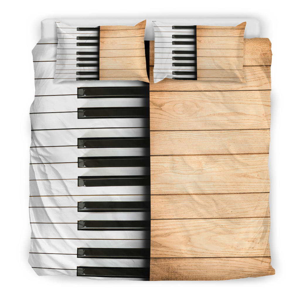 Wood And Piano Keys Bedding Set