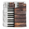 Brown Wooden Piano Keys Bedding Set