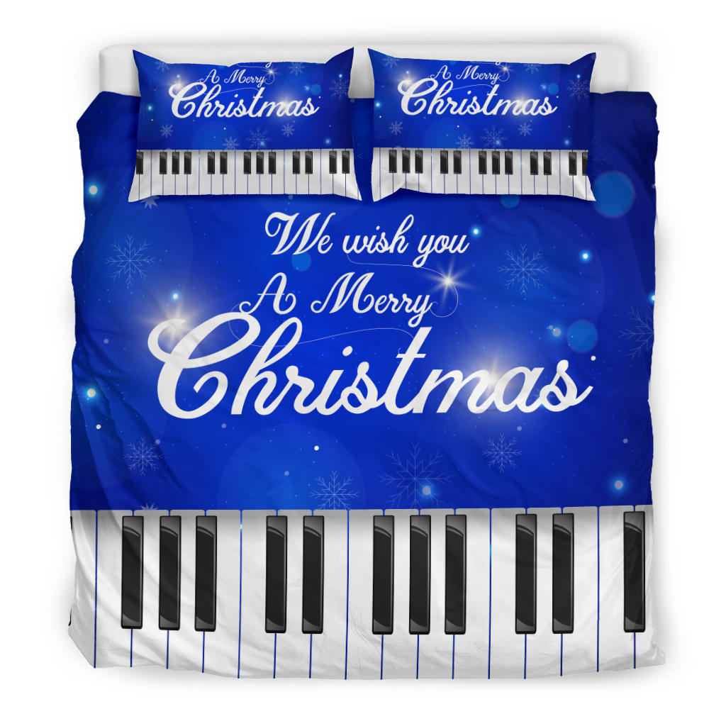 Piano Christmas Blue Bedding Set