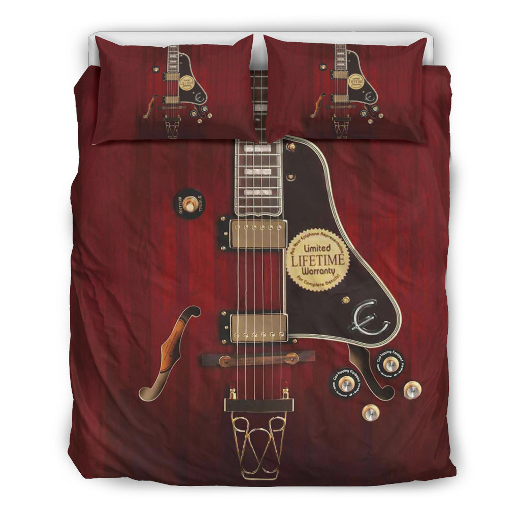 New! Red Electric Guitar Bedding Set