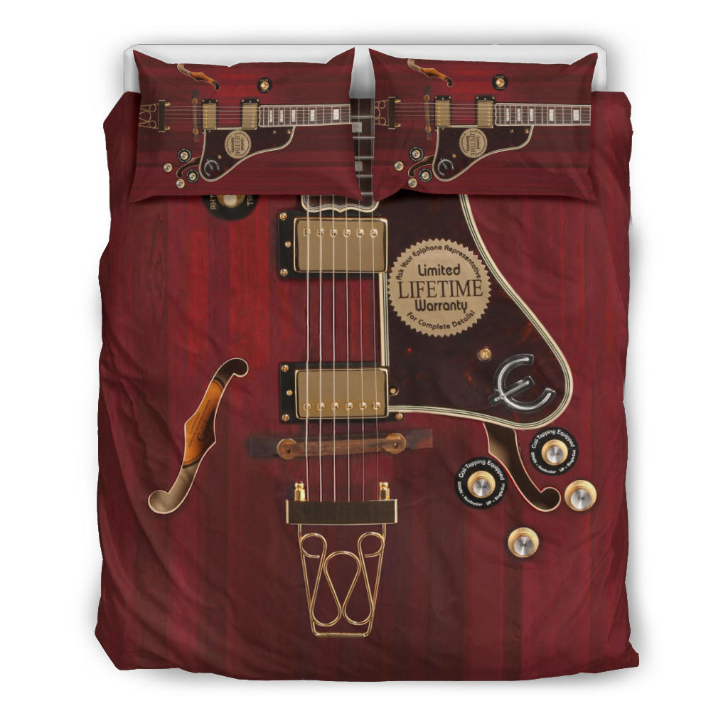 Red Electric Guitar Bedding Set
