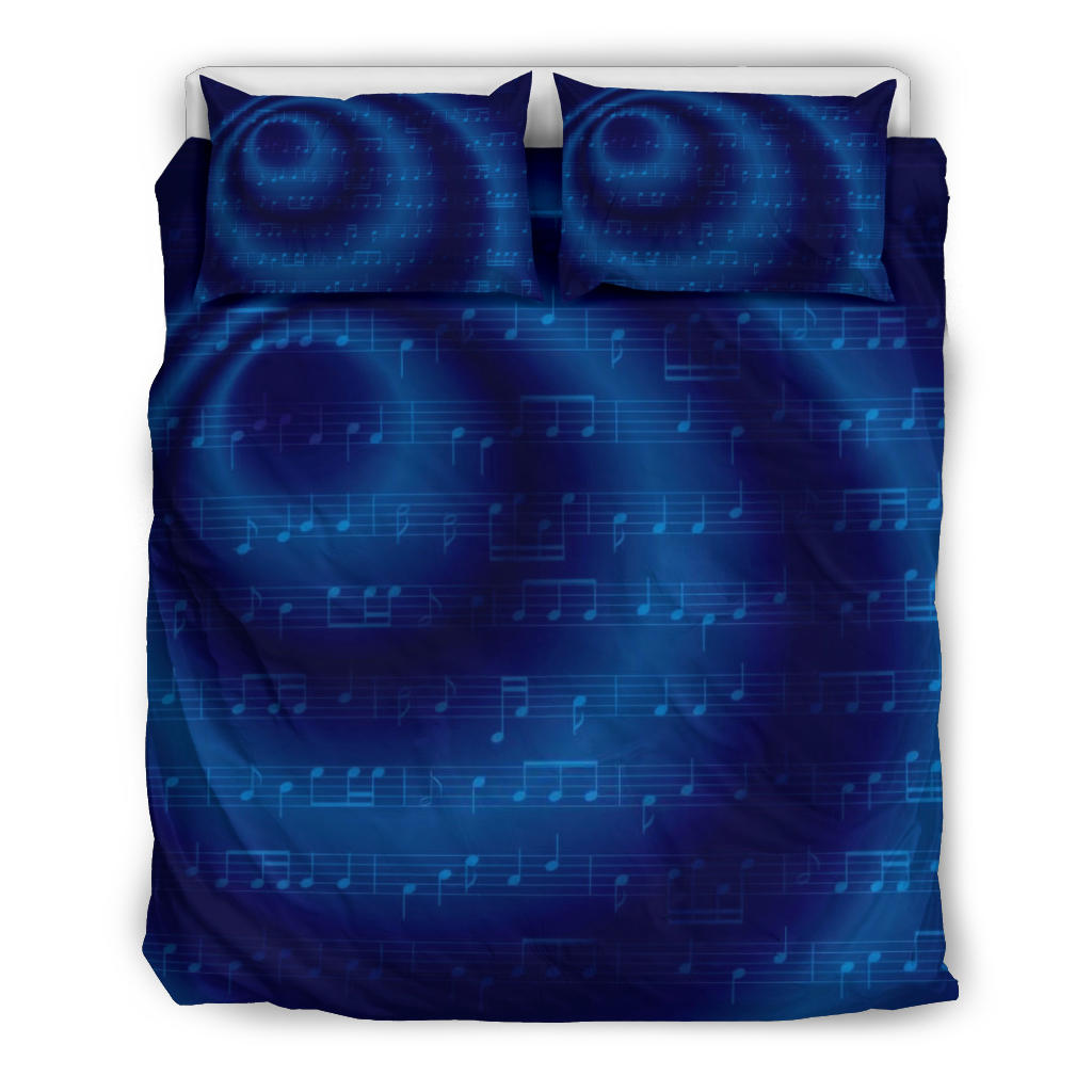 Blue Music Notes Bedding Set