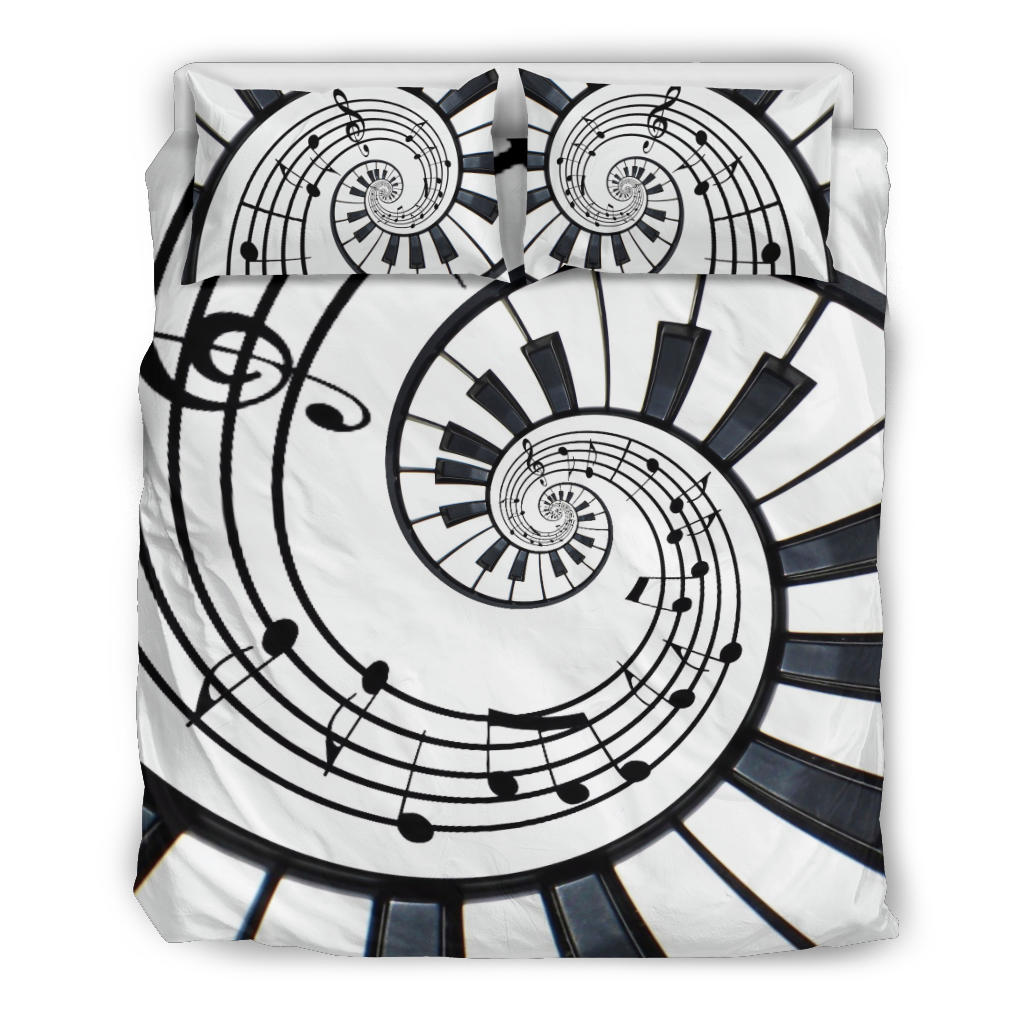 Piano Keys And Music Notes Abstract Bedding Set