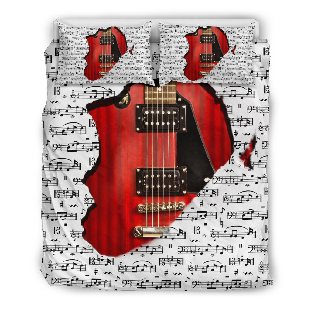 Music Red Guitar Inside Bedding Set
