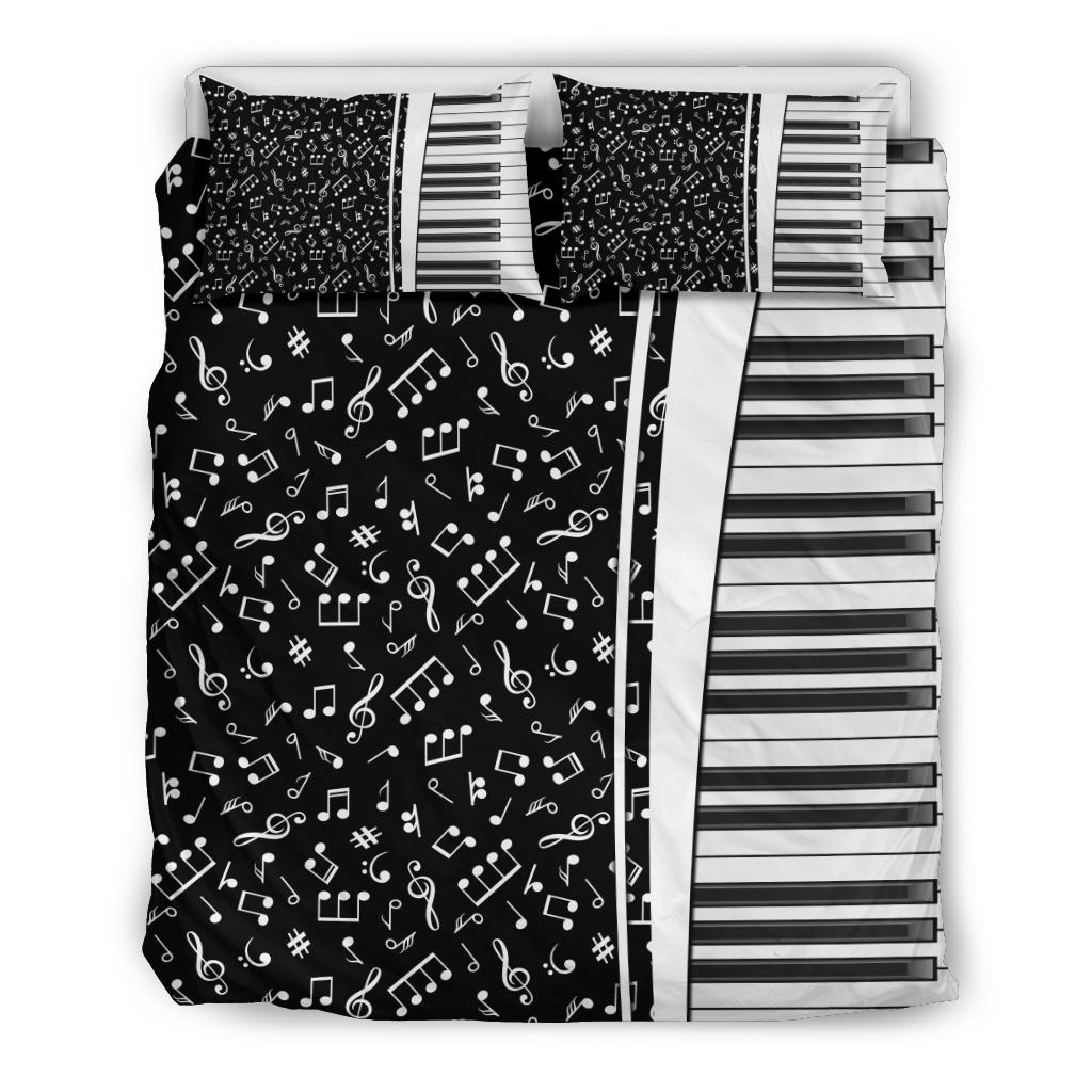 Sheet Music And Piano Black Bedding Set - Bedding Set / AU Queen - { shop_name }} - Review