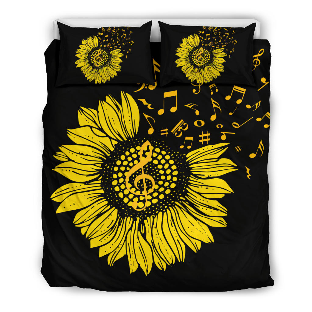 Music Notes Sunflower Bedding Set