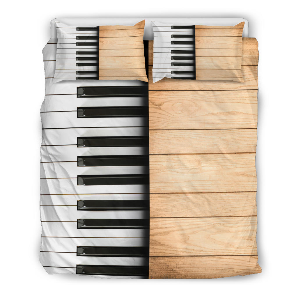 Wood And Piano Keys Bedding Set