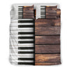 Brown Wooden Piano Keys Bedding Set