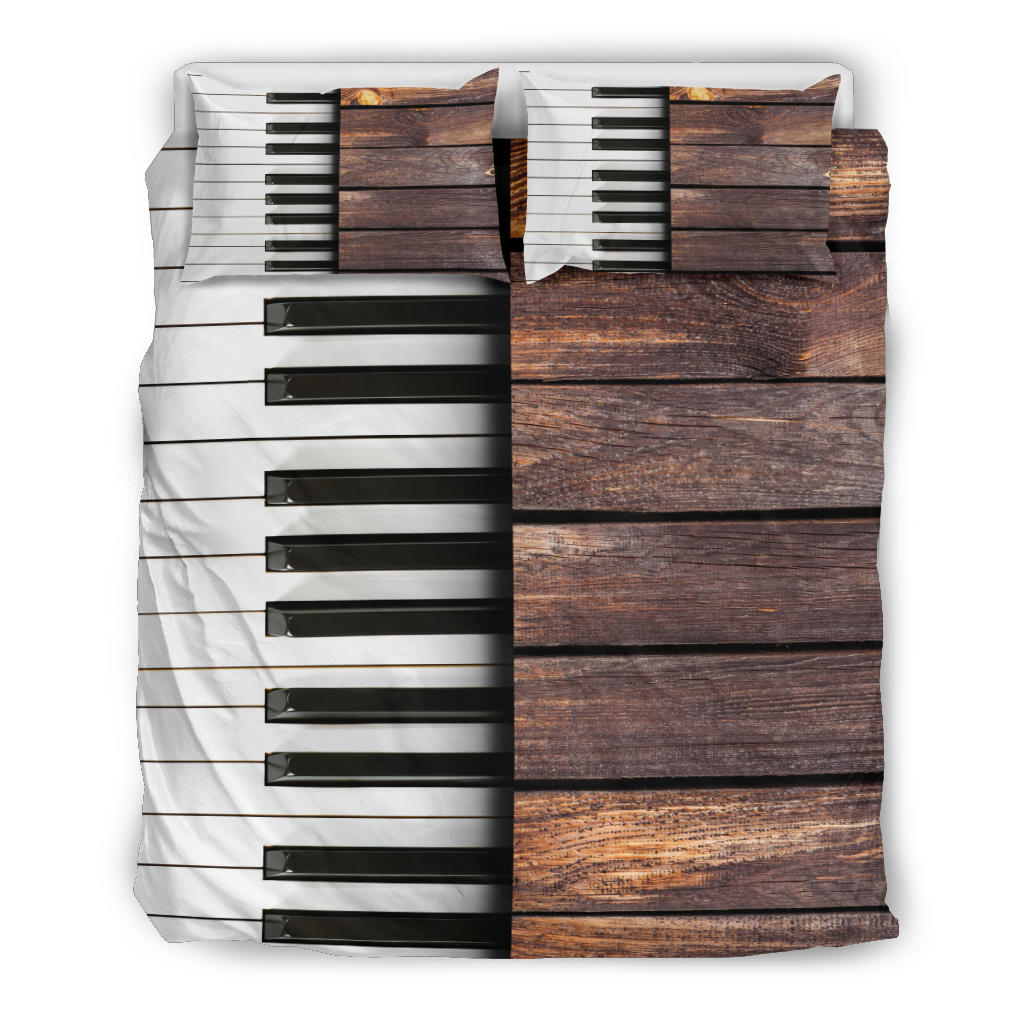 Brown Wooden Piano Keys Bedding Set - Artistic Pod