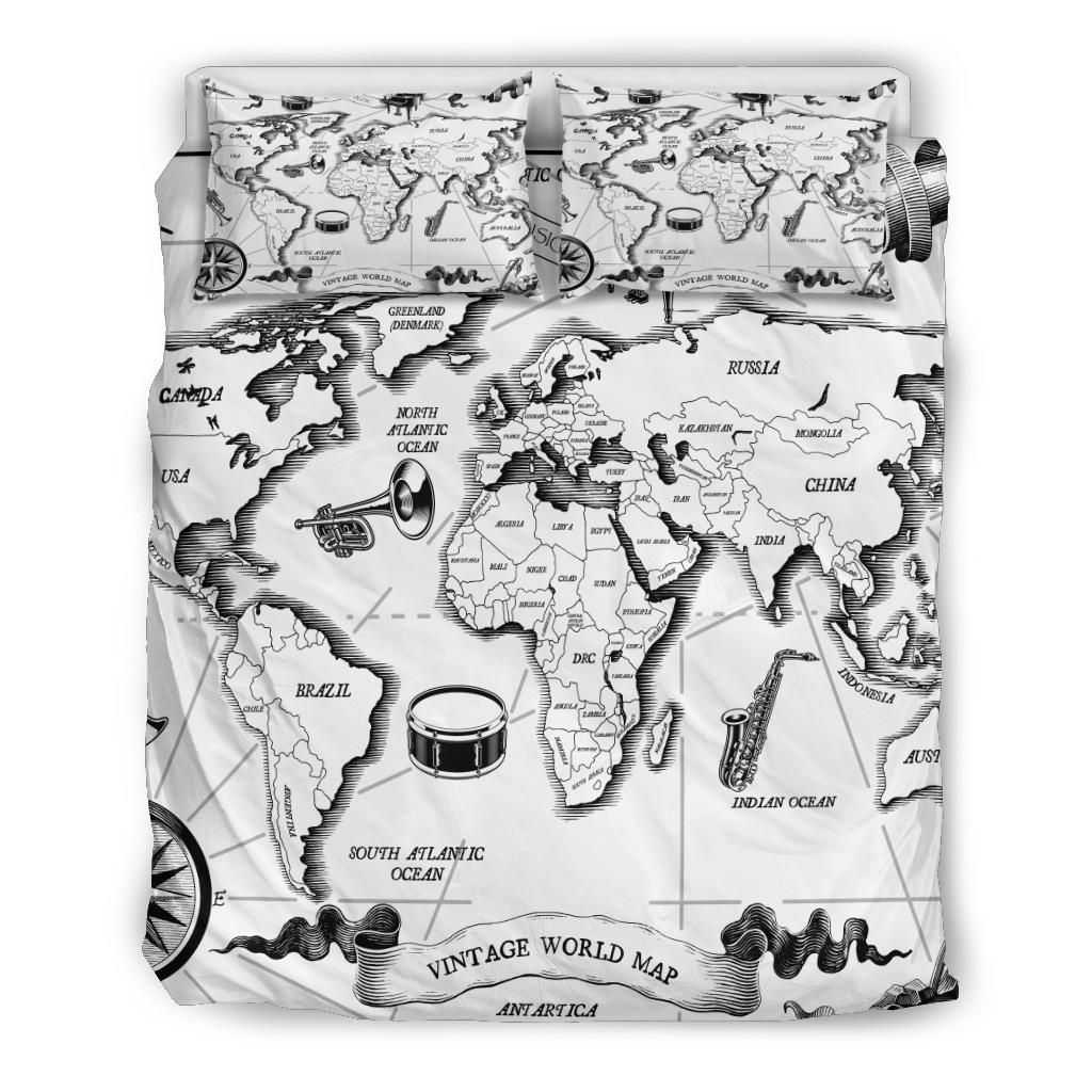 Vintage Music Map Bedding Set