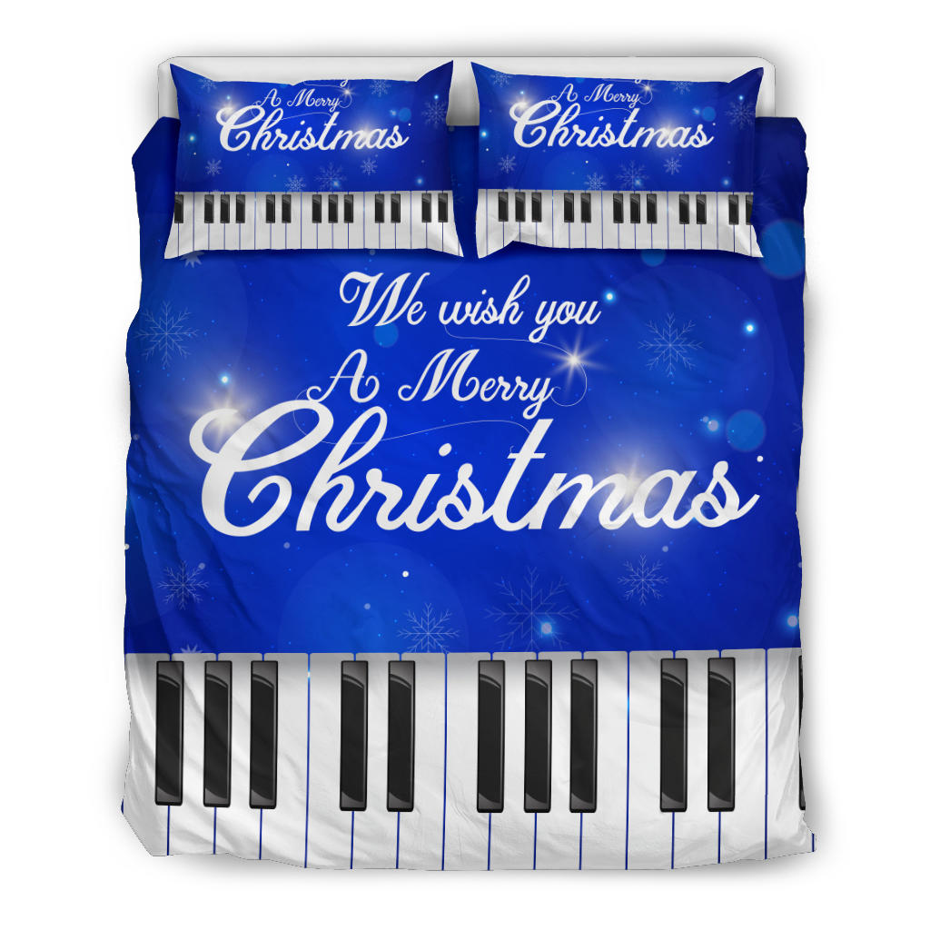 Piano Christmas Blue Bedding Set