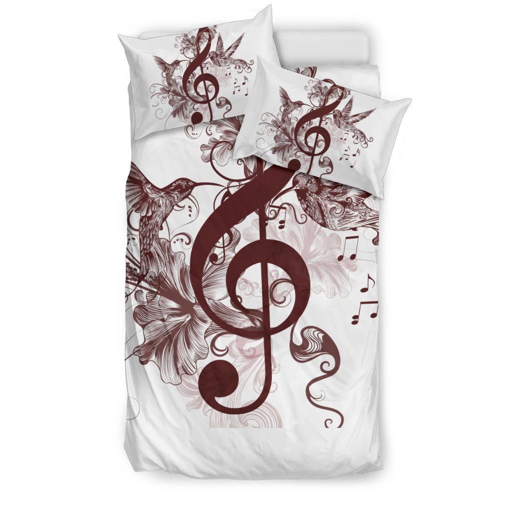 Treble Clef And Hummingbirds Bedding Set