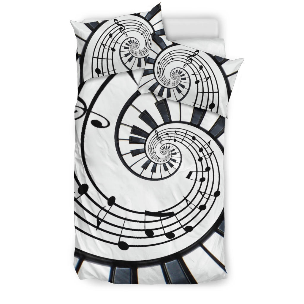 Piano Keys And Music Notes Abstract Bedding Set